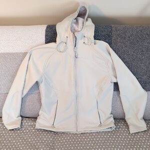 L.L.Bean Women's Off- White Fleece Lined Hooded Jacket,Size S/Reg.